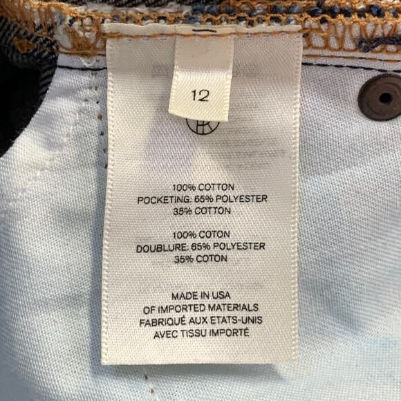 THE ROW Size 12 Blue Indigo Cotton Twill Contrast Stitch Tapered Selvedge Jeans - Picture 4 of 6